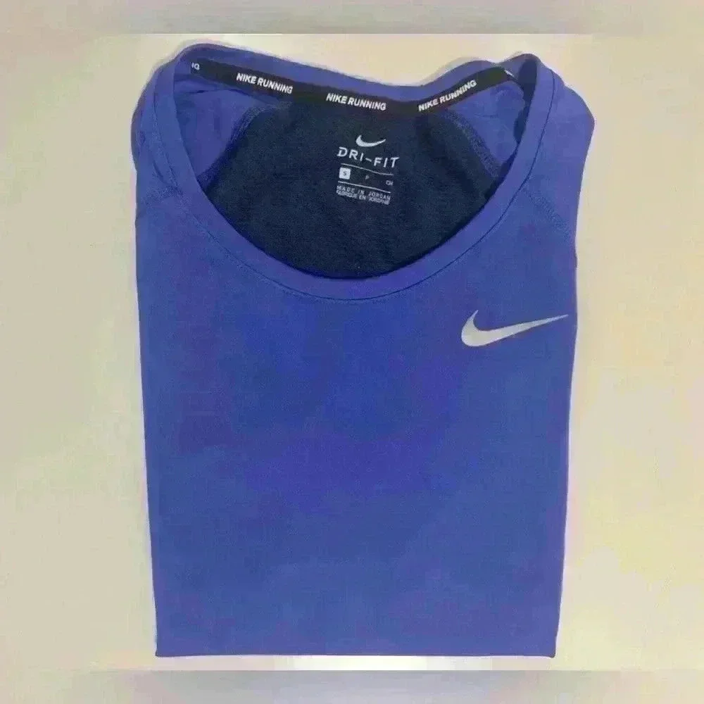 Nike Dri-FIT Miler Running T-Shirt, Women’s Small, Two Tone Violet and Navy Blue - Picture 6 of 8